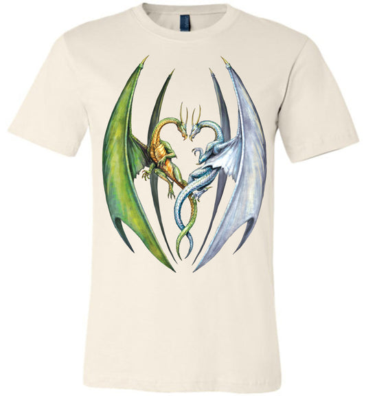 Entwined Dragons - Unisex Fitted Fantasy Art  Graphic T-shirt sizes (S-4XL) - Inlumined Arts LLC