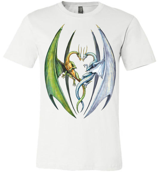 Entwined Dragons - Unisex Fitted Fantasy Art  Graphic T-shirt sizes (S-4XL) - Inlumined Arts LLC