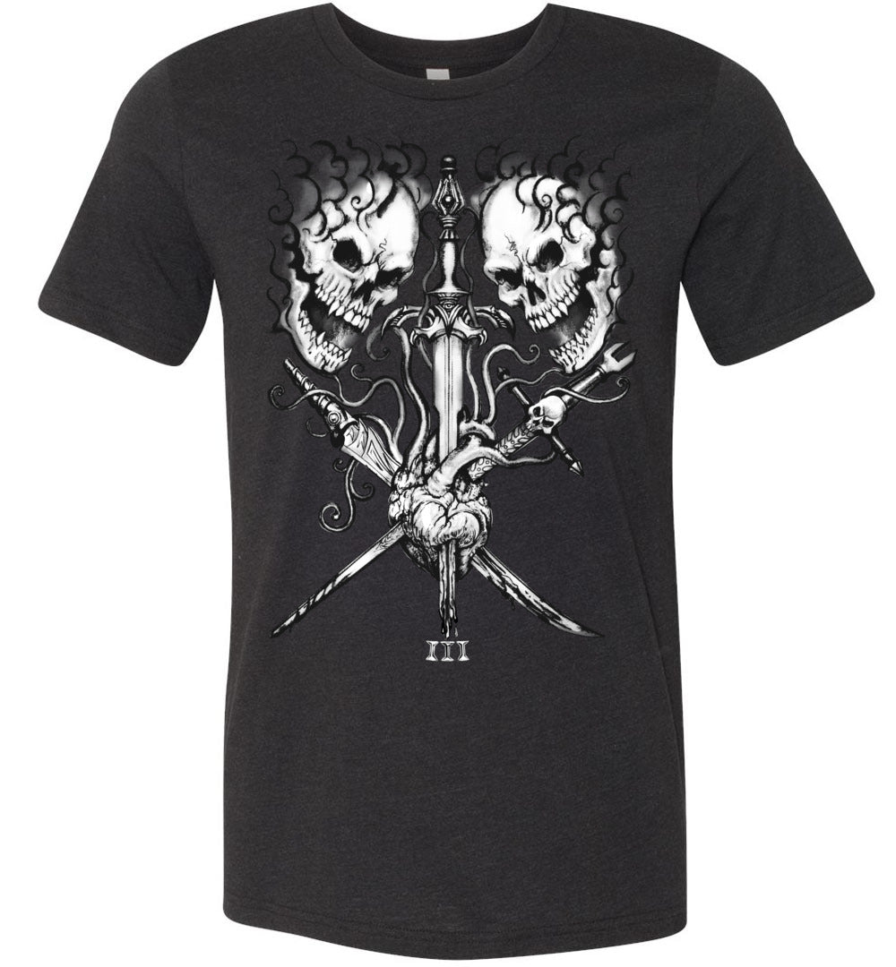 Three of Swords Tattoo Tarot Graphic Shirt - Inlumined Arts LLC