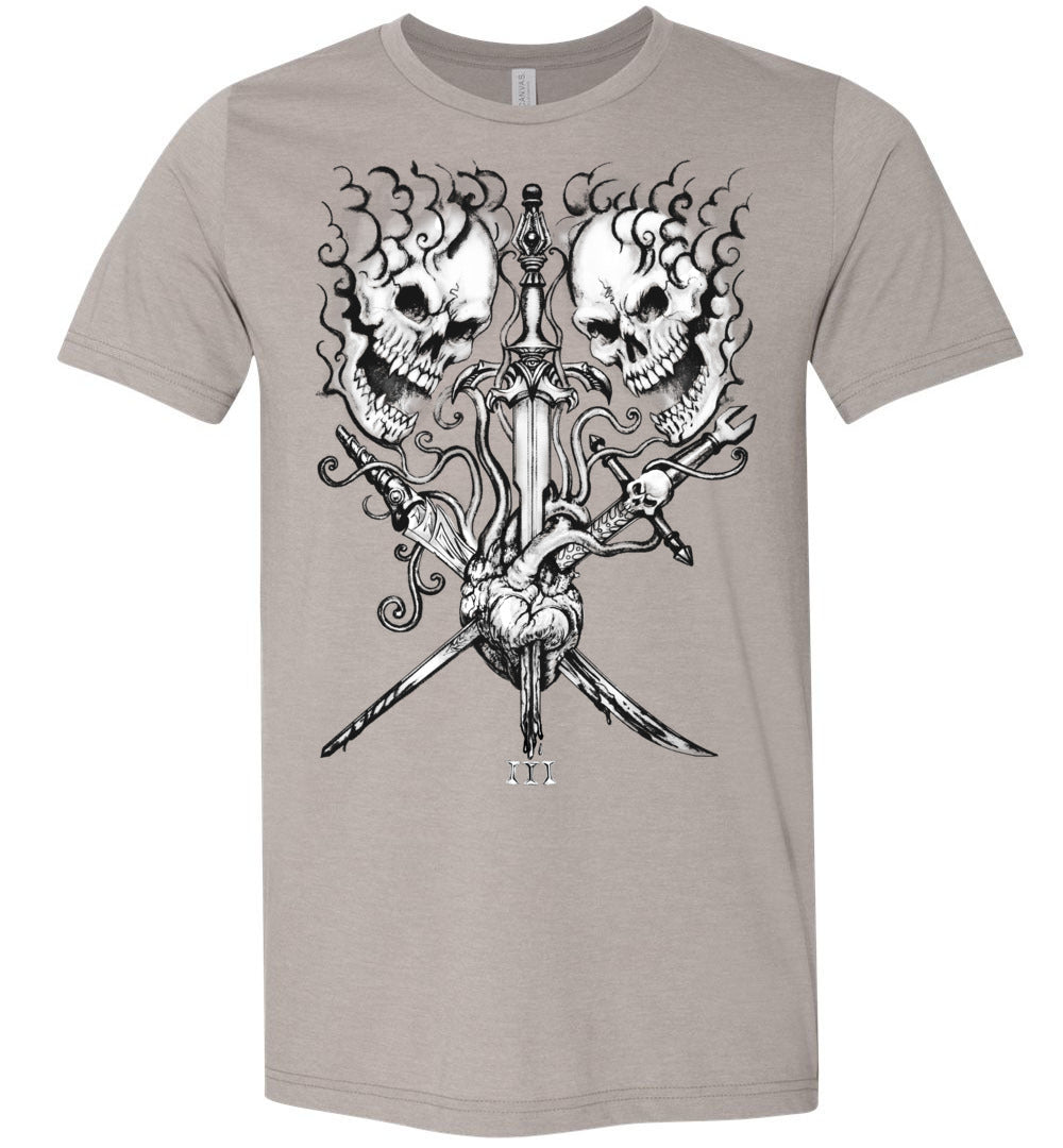 Three of Swords Tattoo Tarot Graphic Shirt - Inlumined Arts LLC