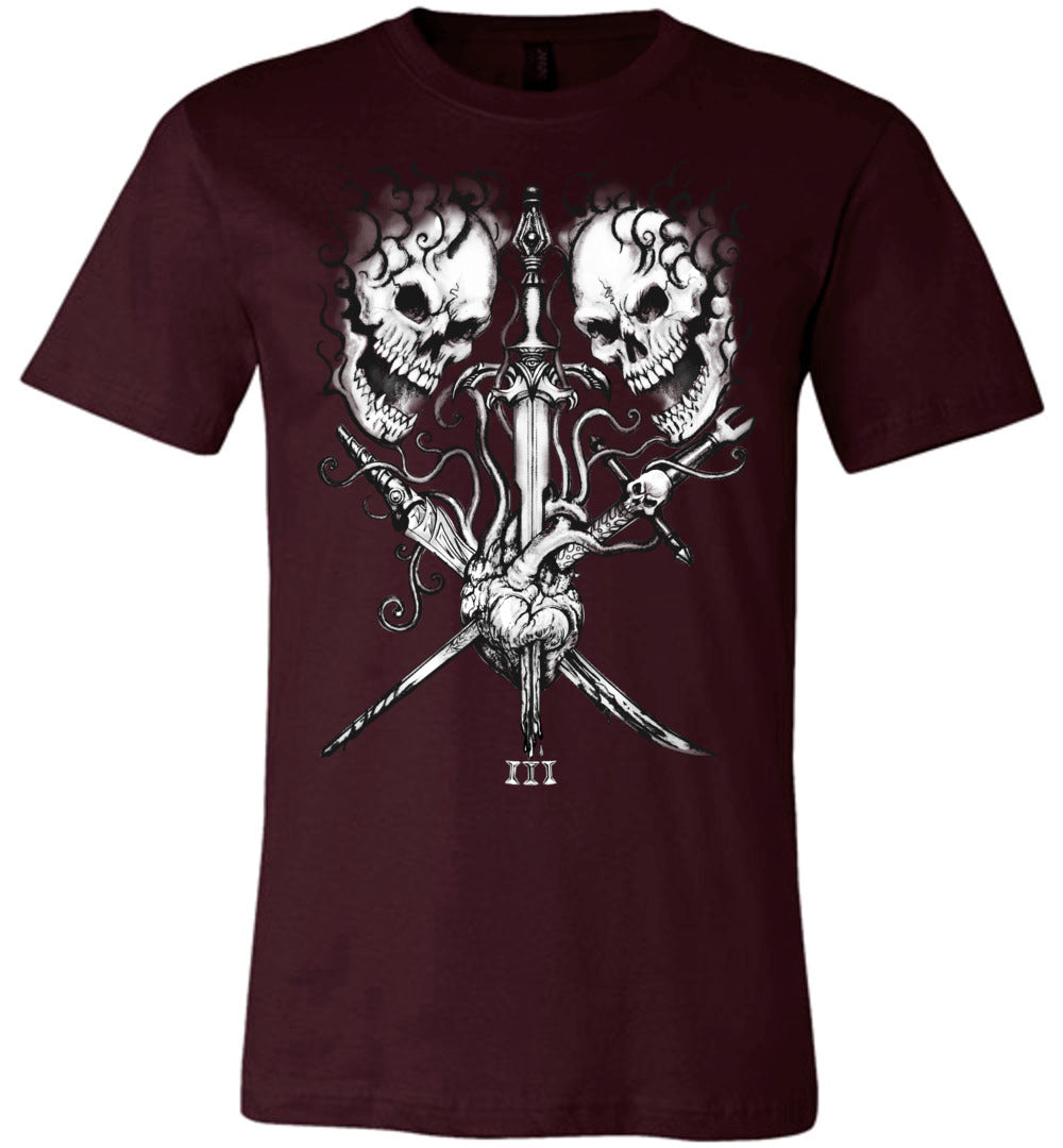 Three of Swords Tattoo Tarot Graphic Shirt - Inlumined Arts LLC