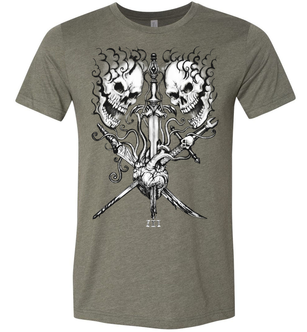 Three of Swords Tattoo Tarot Graphic Shirt - Inlumined Arts LLC