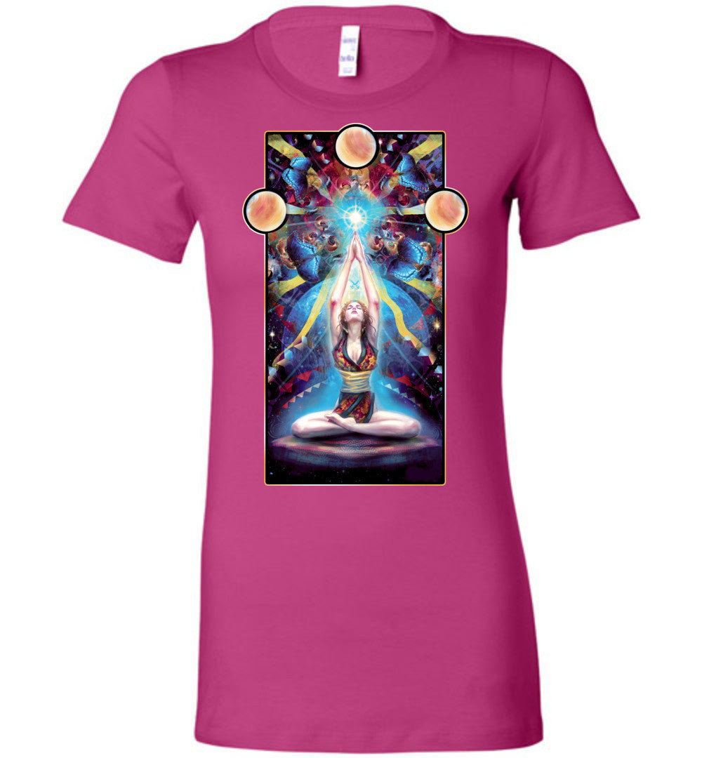 Meditation Womans Fit T-shirt New Age Spiritual Yoga - Inlumined Arts LLC