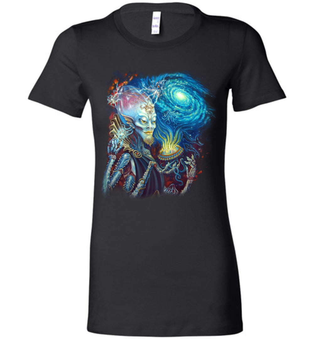 Ladies King of Cups Water Alien Extraterrestrial outerspace galaxy t-shirt s-2xl - Inlumined Arts LLC