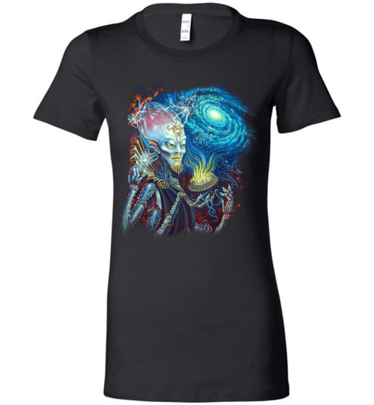 Ladies King of Cups Water Alien Extraterrestrial outerspace  galaxy t-shirt s-2xl - Inlumined Arts LLC