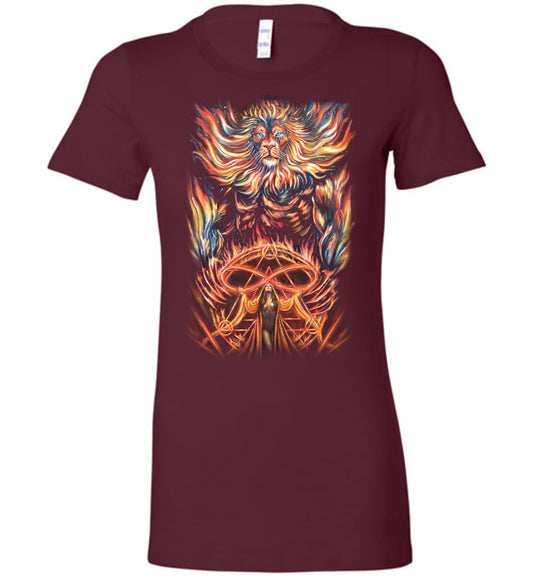 Strength Tarot Lion Leo Fantasy Art Astrological Magic T-shirt womens s-2xl Fitted - Inlumined Arts LLC
