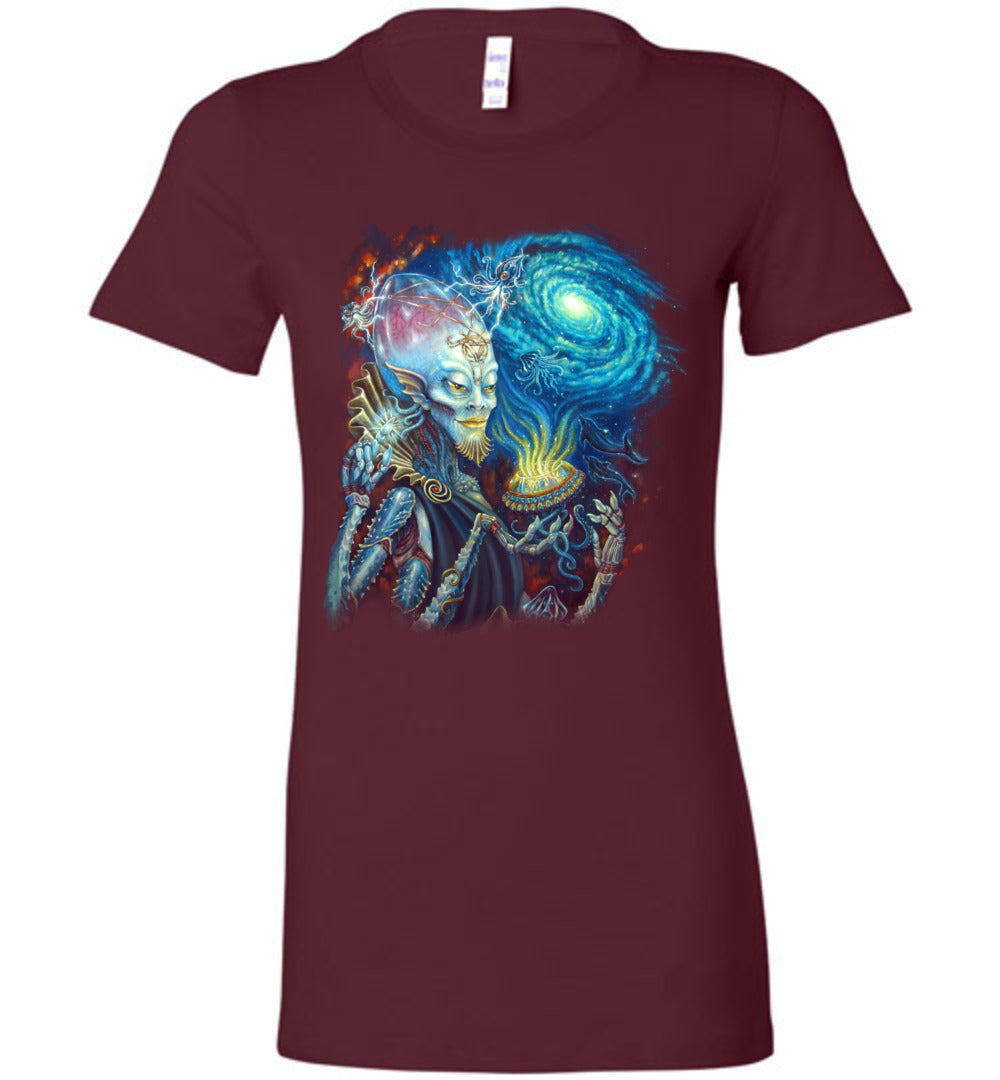 Ladies King of Cups Water Alien Extraterrestrial outerspace galaxy t-shirt s-2xl - Inlumined Arts LLC