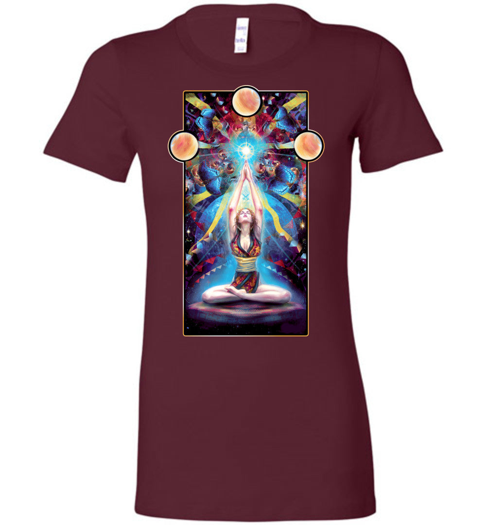 Meditation Womans Fit T-shirt New Age Spiritual Yoga - Inlumined Arts LLC