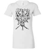 Ladies Fit Black on White Three of Swords T-shirt