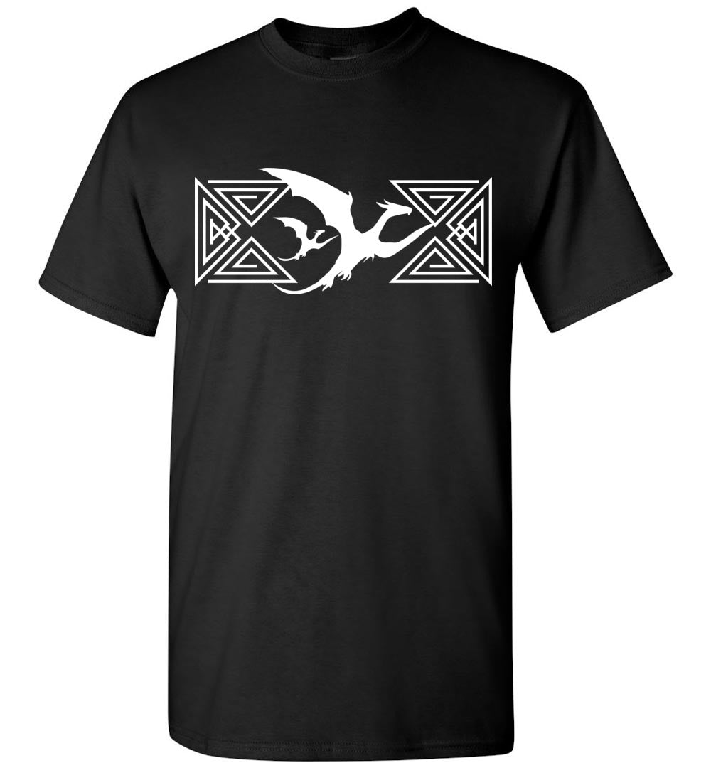 Dragon Knotwork Graphic T-Shirt Black and White unisex s-6xl - Inlumined Arts LLC