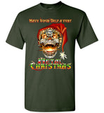 Funny Skull Santa Heavy Metal Christmas Holiday Shirt Glidan s-5xl