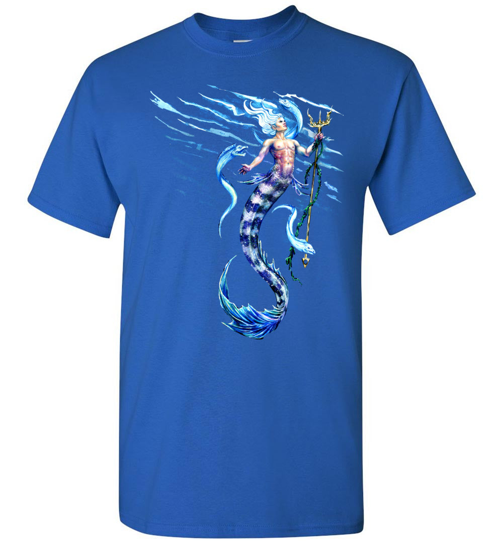 Deep Blue Merman Mermaid Ocean Fish T-shirt - Inlumined Arts LLC