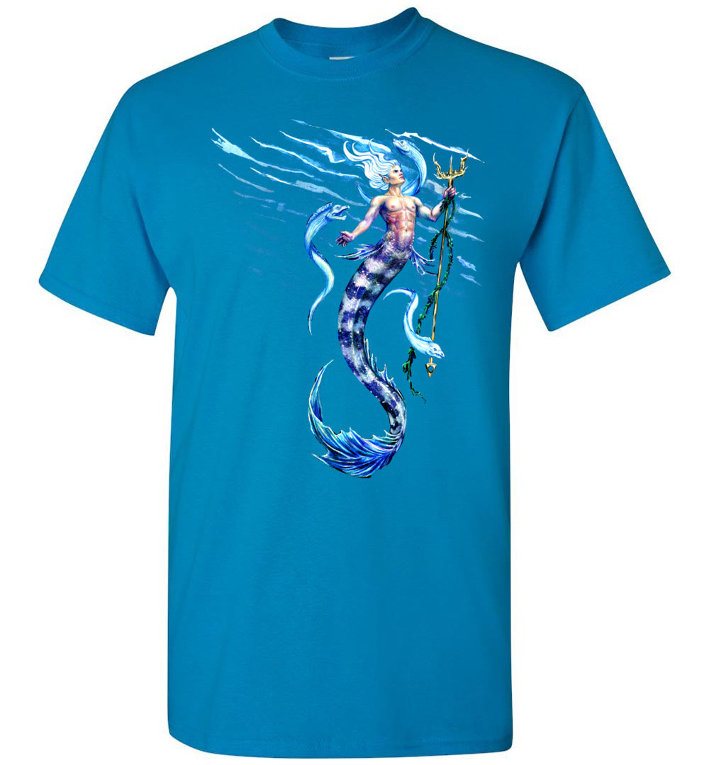 Deep Blue Merman Mermaid Ocean Fish T-shirt - Inlumined Arts LLC