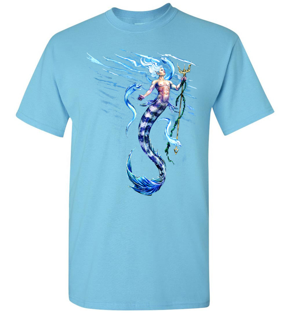 Deep Blue Merman Mermaid Ocean Fish T-shirt - Inlumined Arts LLC