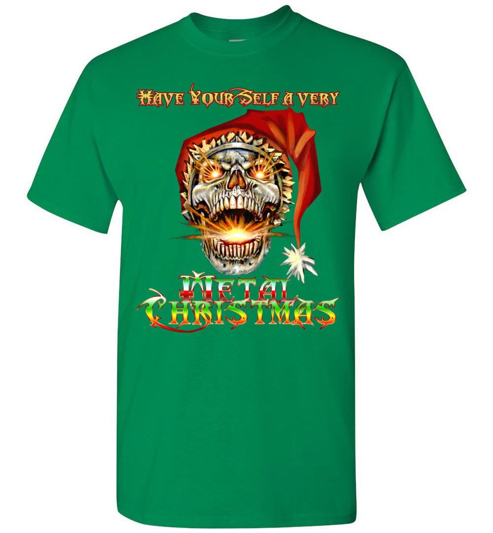 Funny Skull Santa Heavy Metal Christmas Holiday Shirt Glidan s-5xl - Inlumined Arts LLC