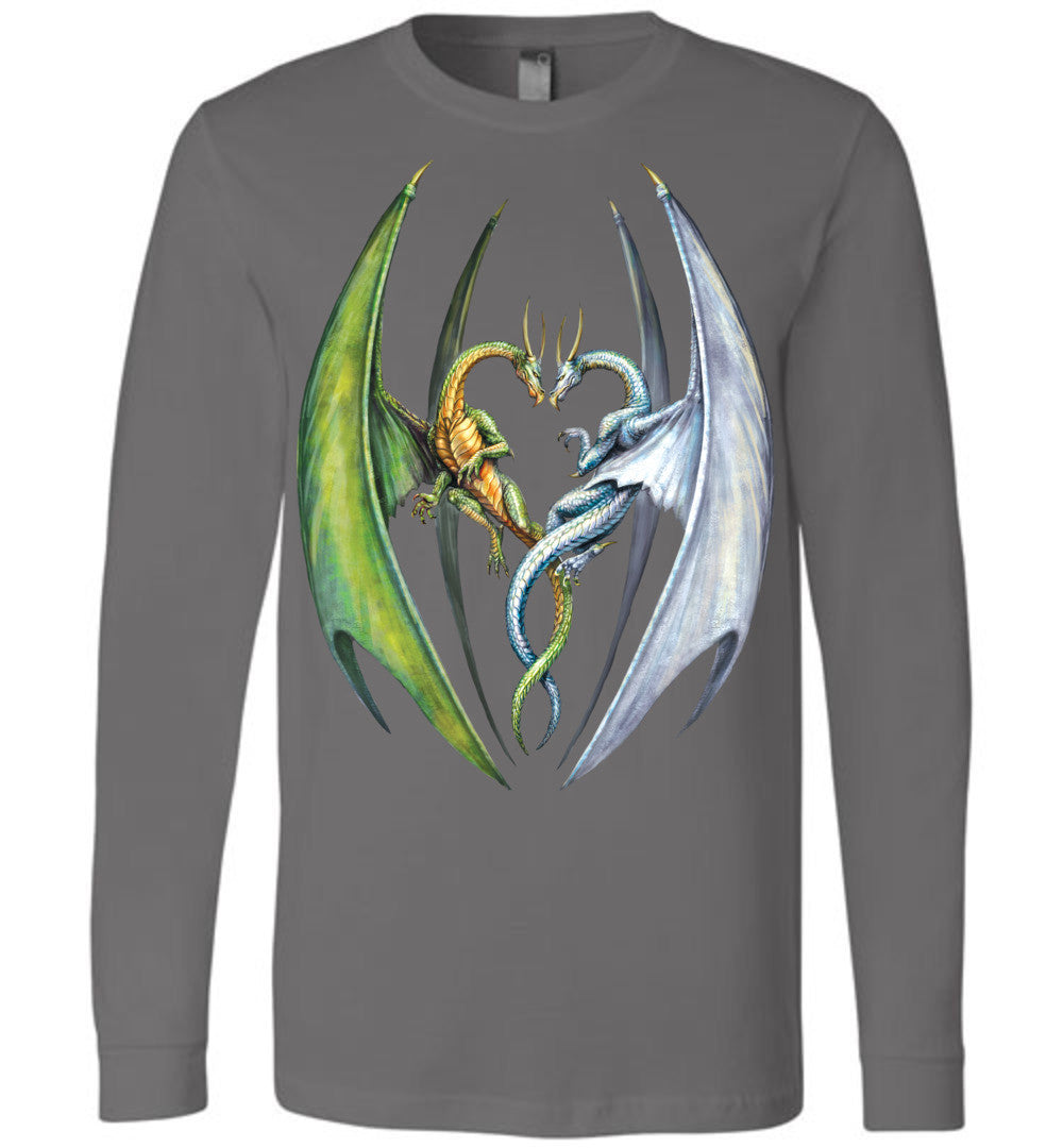 Entwined Dragons- Fantasy Art Unisex Long Sleeve Graphic Shirt ( S-2xL) - Inlumined Arts LLC