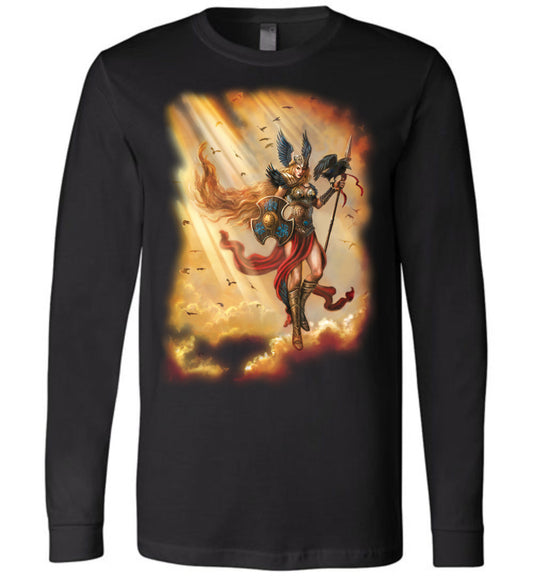 Valkyrie-  UNISEX canvas long sleeve  T-shirt colors Size ( S-2XL) - Inlumined Arts LLC