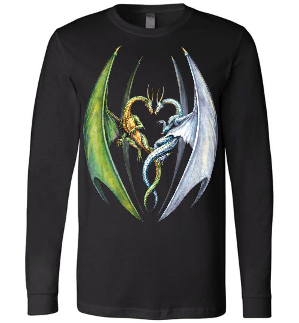 Entwined Dragons- Fantasy Art Unisex Long Sleeve Graphic Shirt ( S-2xL) - Inlumined Arts LLC