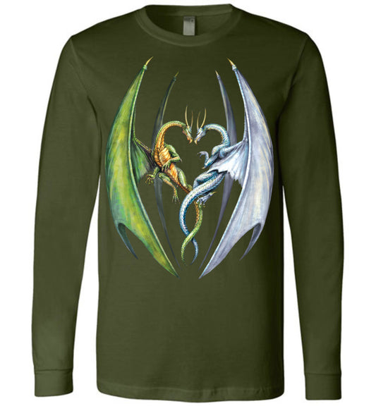 Entwined Dragons- Fantasy Art Unisex Long Sleeve Graphic Shirt ( S-2xL) - Inlumined Arts LLC