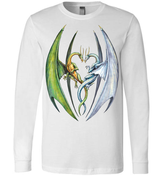 Entwined Dragons- Fantasy Art Unisex Long Sleeve Graphic Shirt ( S-2xL) - Inlumined Arts LLC