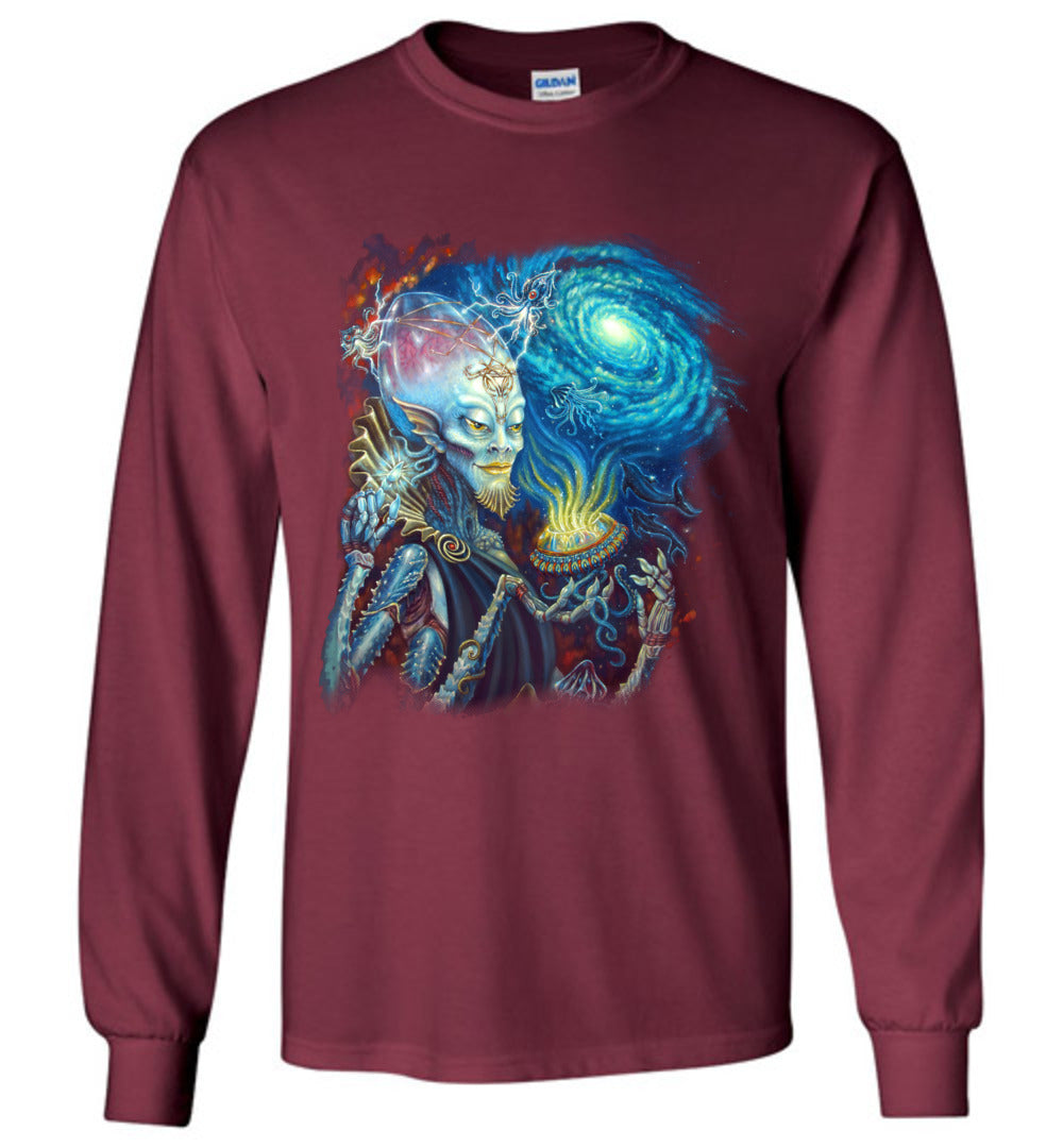 Long Sleeve Unisex King of Cups Water Alien celestial galaxy outer space t-shirt s-5xl - Inlumined Arts LLC