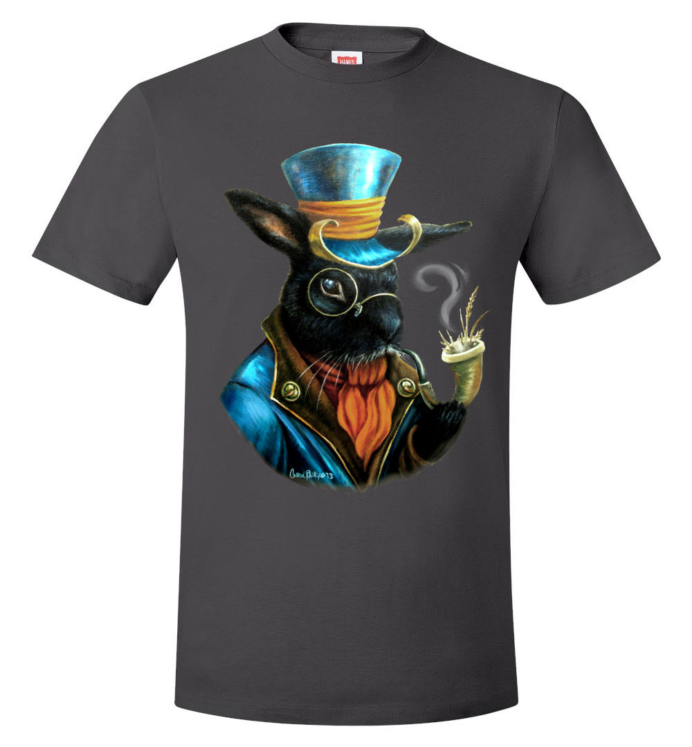 Steam Punk Smoking Bunny T-shirt fall Autumn unisex ( s - 3xl ) - Inlumined Arts LLC