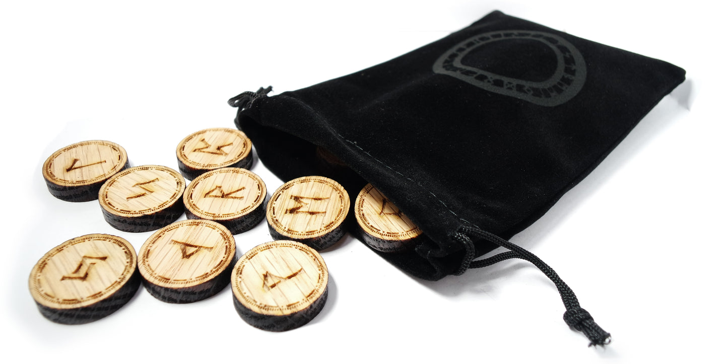 Round coin style Elder Futhark Viking Pocket rune set - Inlumined Arts LLC
