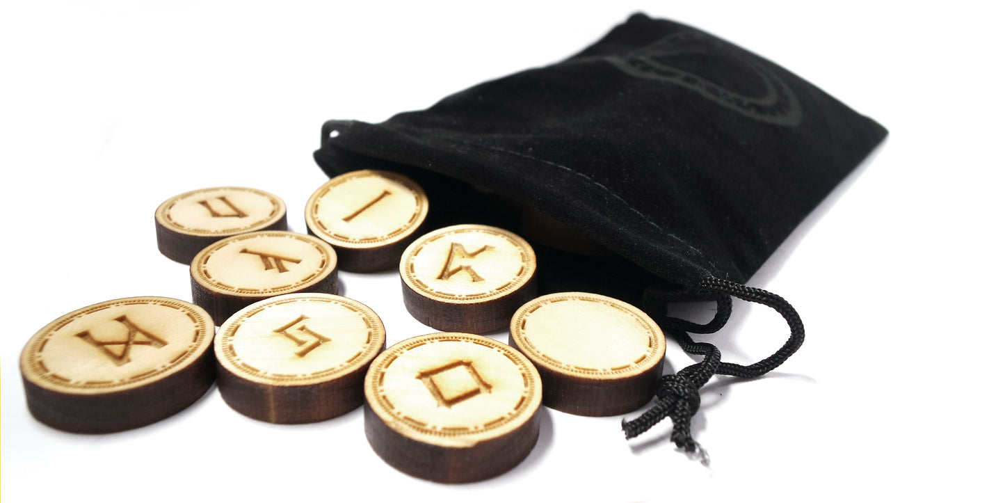 Round coin style Elder Futhark Viking Pocket rune set - Inlumined Arts LLC