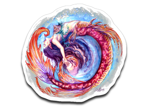 Mermaid Color Swirl  Vinyl Sticker Decal - Inlumined Arts LLC