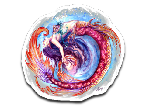 Mermaid Color Swirl  Vinyl Sticker Decal