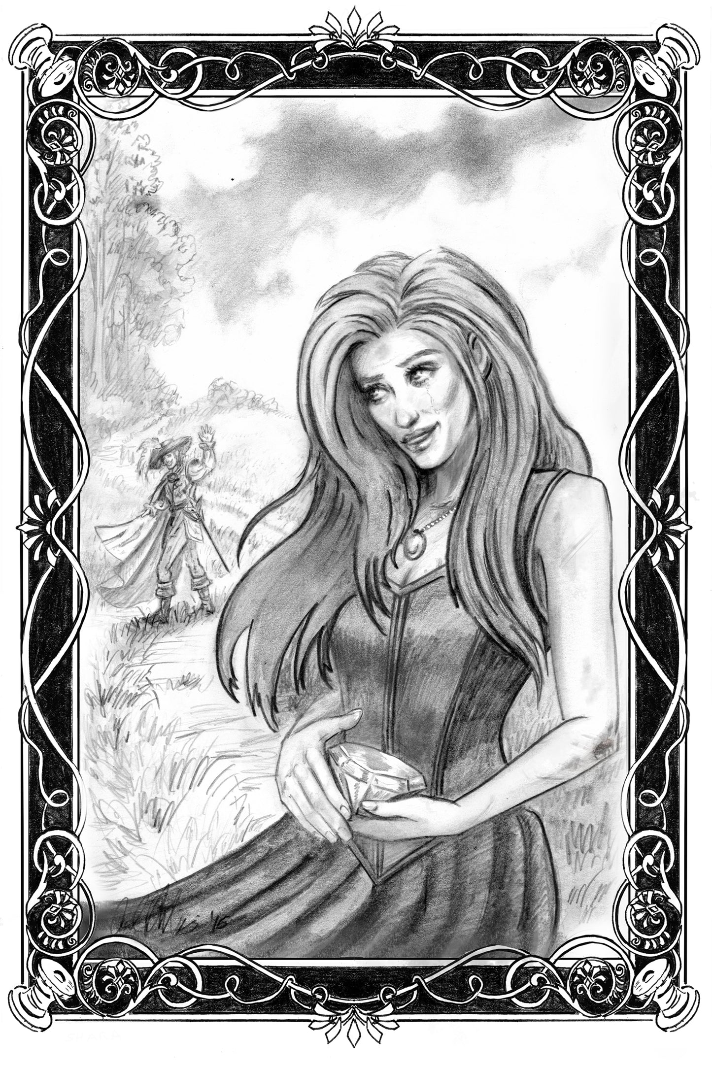 Shara and the Haunted Village Illustration Drawing #13 Shara Sapphire - Inlumined Arts LLC