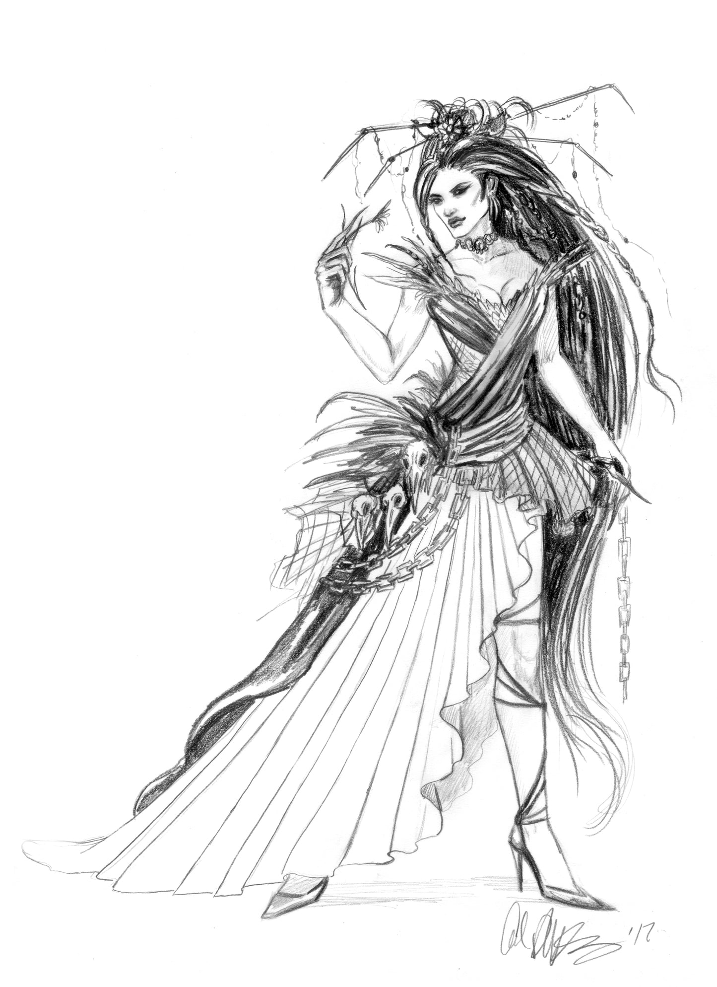 LEAGUE OF ELDER Concept ILLUSTRATION "Sam's Gown Sketch" - Inlumined Arts LLC