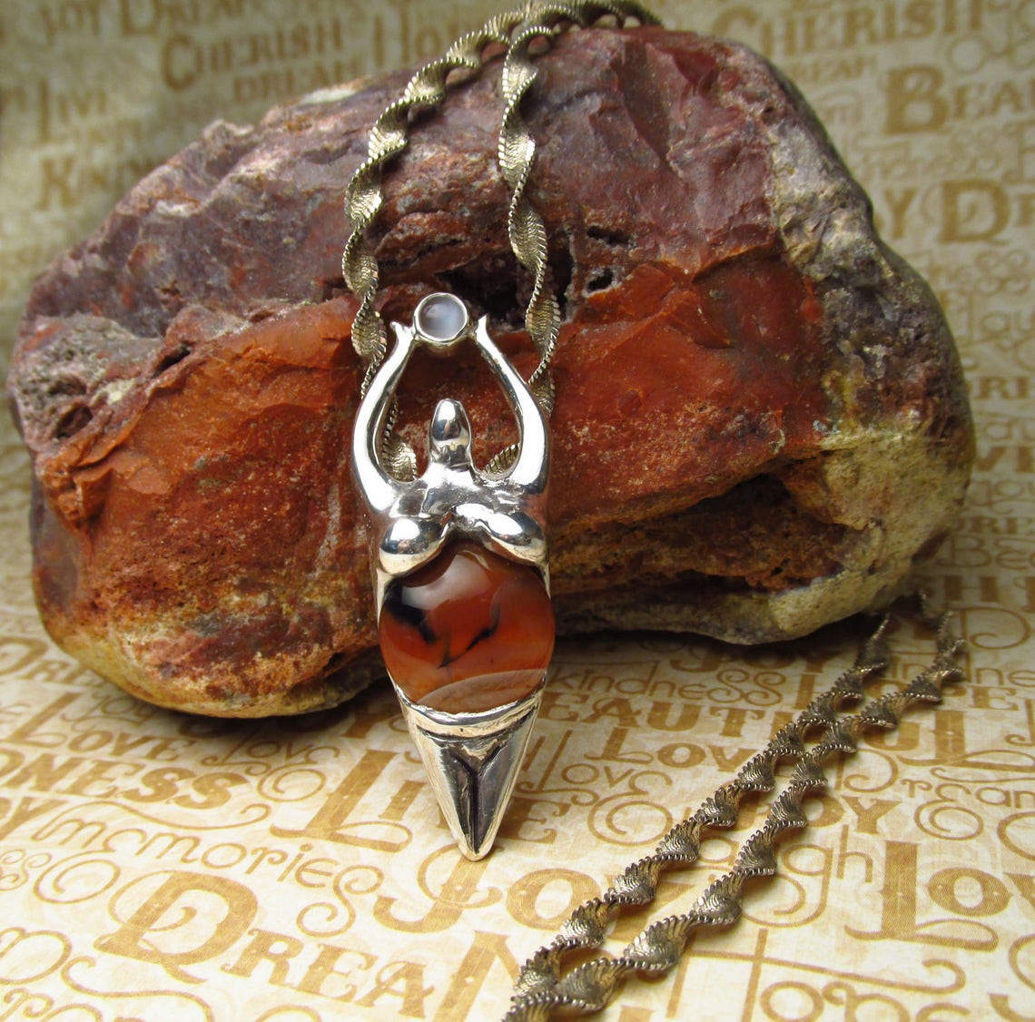 Sterling Silver Earth Goddess Pendant agate
