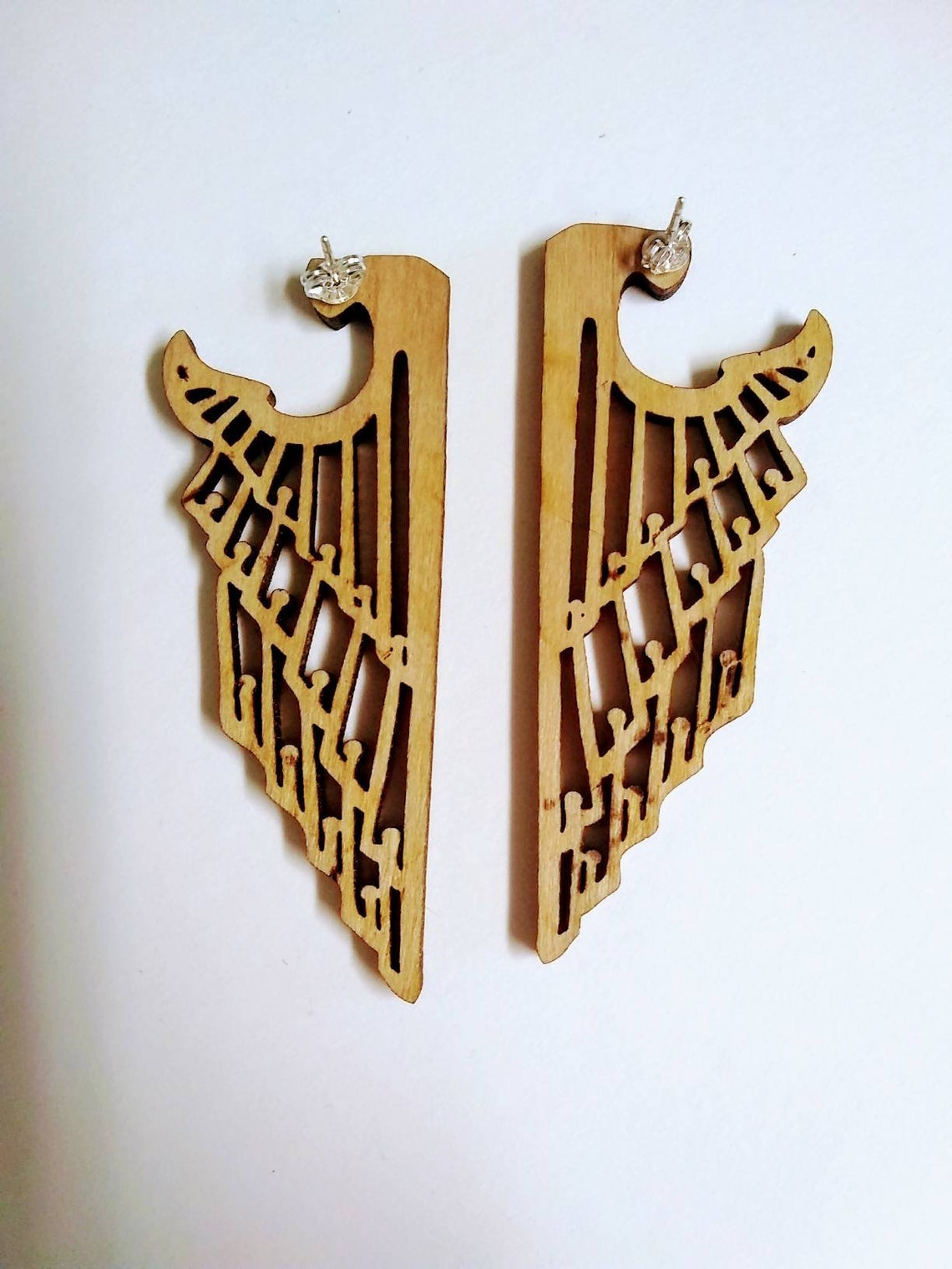 Art Deco Wing Avant Garde Angel Earrings - Inlumined Arts LLC