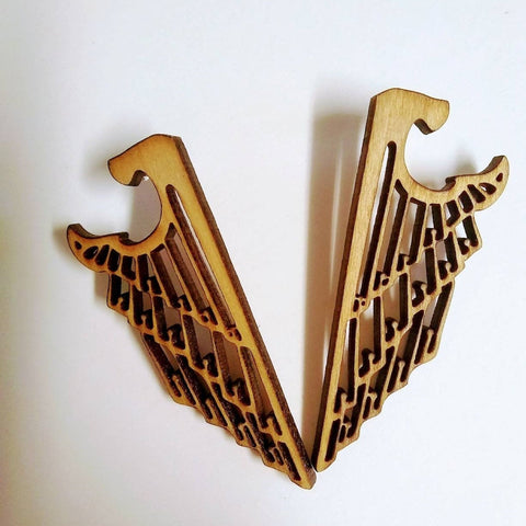 Art Decor Angel Stud Earrings wood