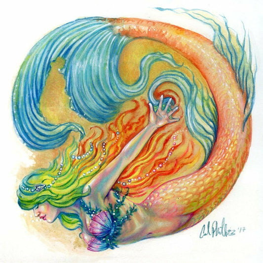 "Color Swirl  Mermaid #1" Mermaid Art Print