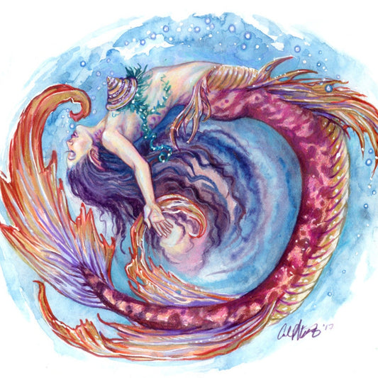 "ColorSwirl Mermaid #2" Mermaid Art Print