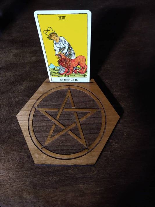 Altar Board Earth Pentacle, Cherry Wood Tarot Card holder - Inlumined Arts LLC