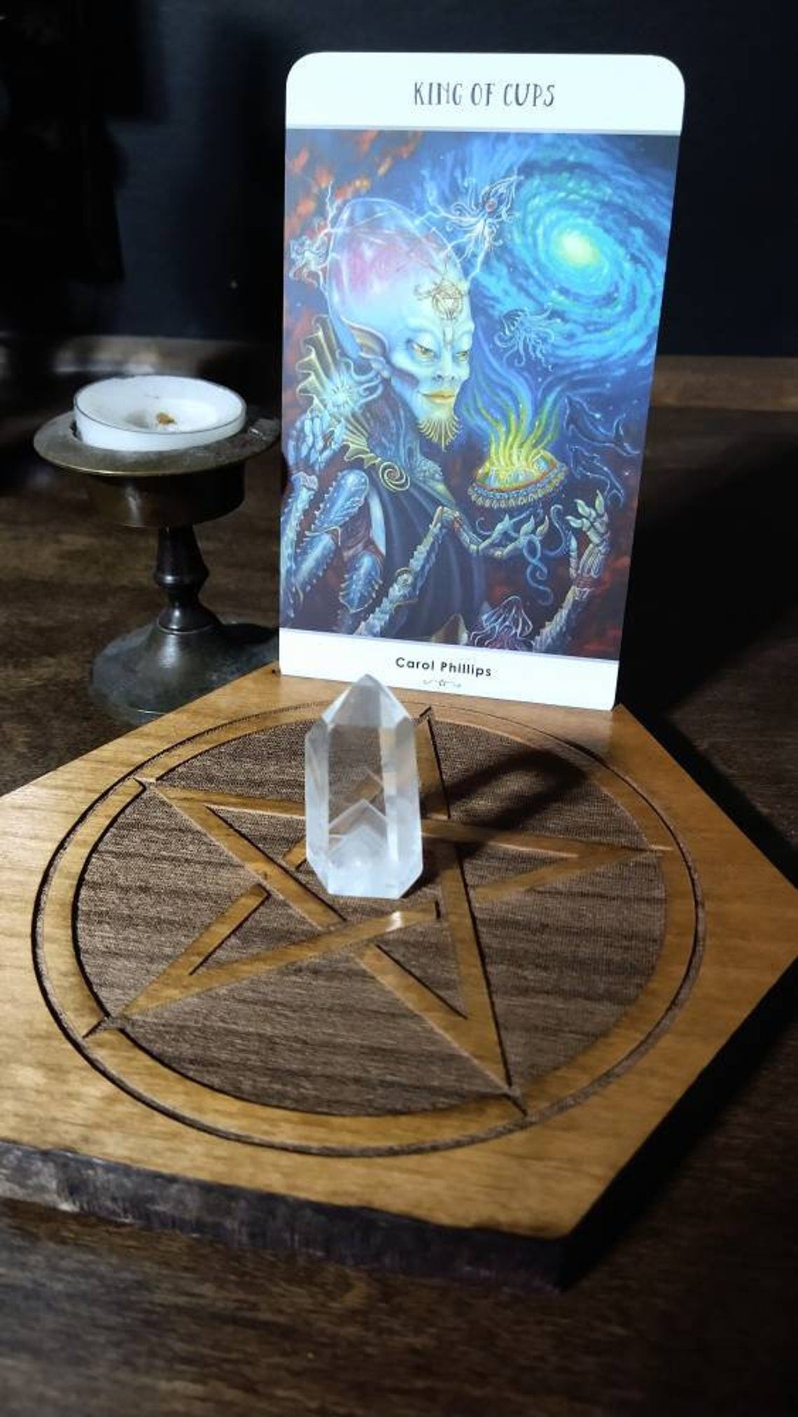 Altar Board Earth Pentacle, Cherry Wood Tarot Card holder - Inlumined Arts LLC