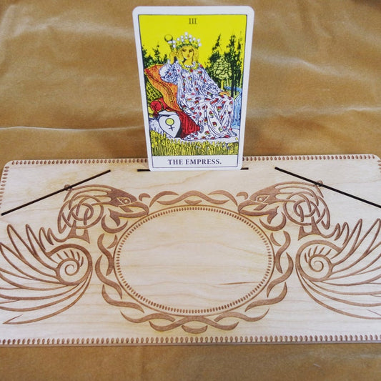 Altar Board Norse Ravens, Cherry Wood Tarot Card holder - Inlumined Arts LLC