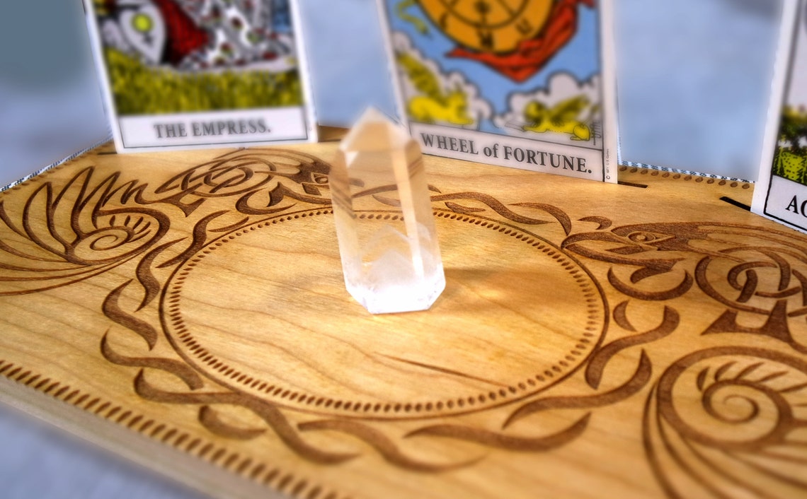 Altar Board Norse Ravens, Cherry Wood Tarot Card holder - Inlumined Arts LLC