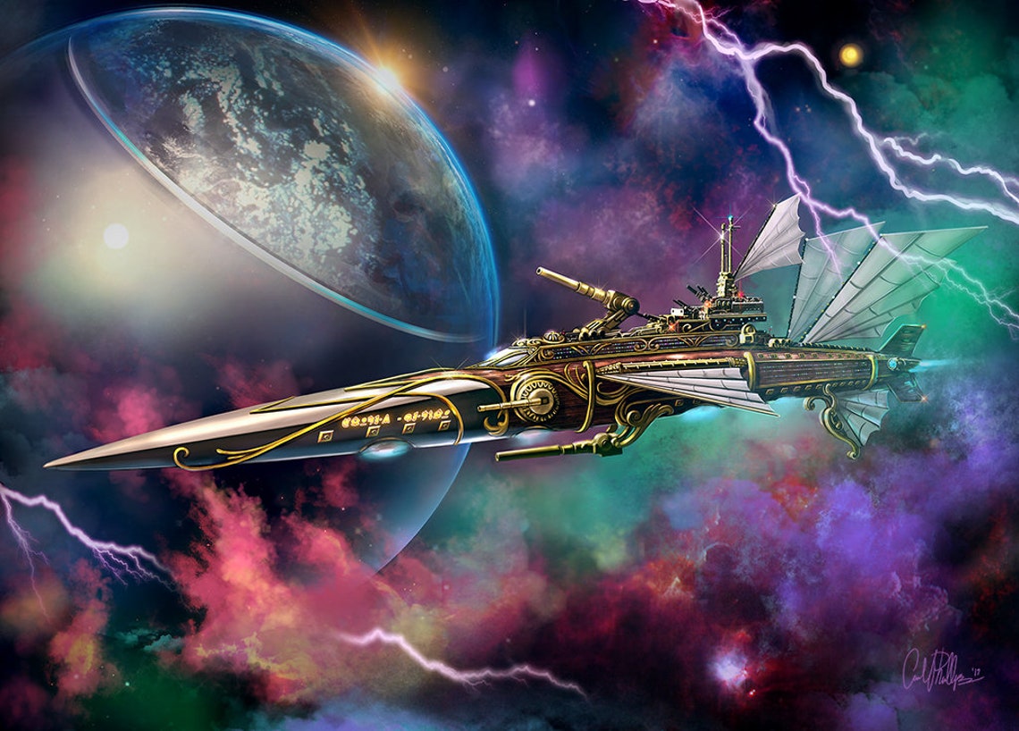 "Zounin-Ginjou" Steam Punk Space Ship Print