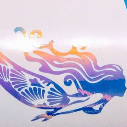 Mermaid life fantasy decal for car, boat, laptop, blue gold holographic sticker - Inlumined Arts LLC