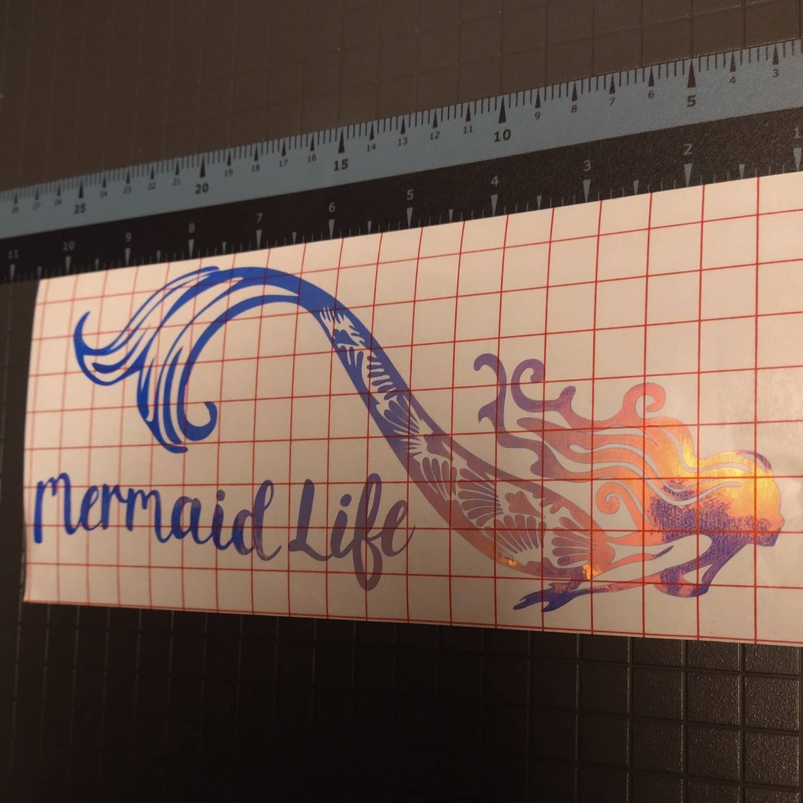 Mermaid life fantasy decal for car, boat, laptop, blue gold holographic sticker - Inlumined Arts LLC