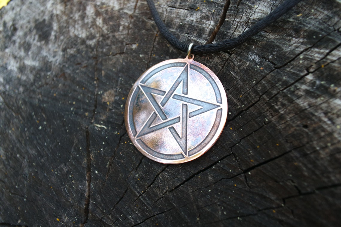 Copper Pentacle pendant, medalion personalized pagan gift