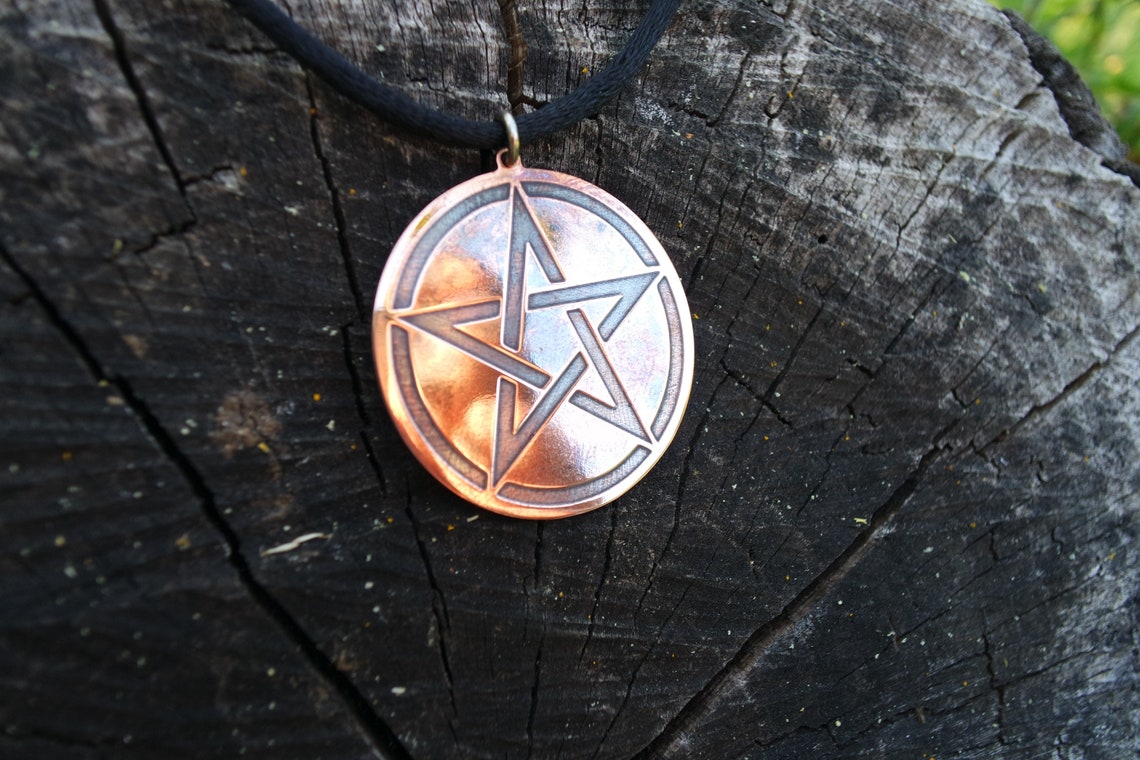Copper Pentacle pendant, medalion personalized pagan gift