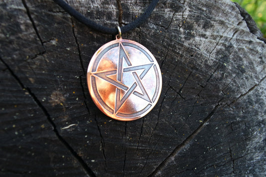 Copper Pentacle pendant, medalion personalized pagan gift