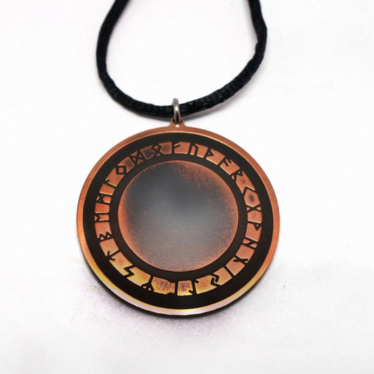 Rustic Copper Norse Rune Circle viking pendant, personalized pagan gift