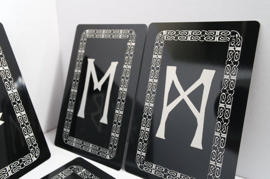 Norse Viking Futhark  Rune Set, Knotwork Rune Card Set, Metallic Rune Tiles - Inlumined Arts LLC