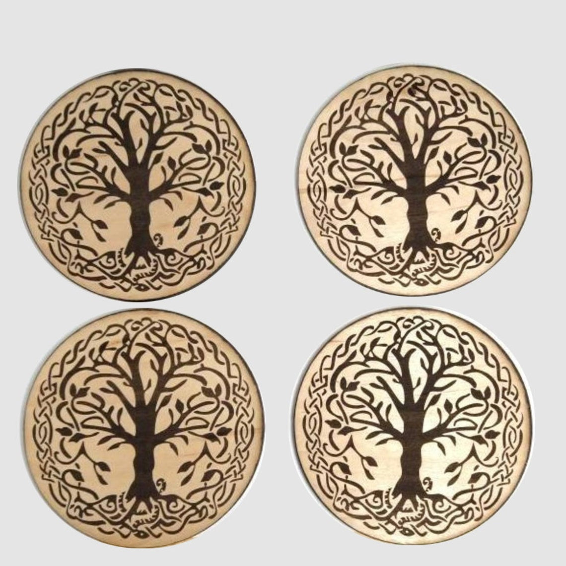 World Tree, Norse, Celtic ,tree of life wood coaster set of 4